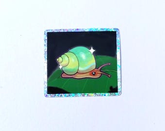 green snail glitter sticker