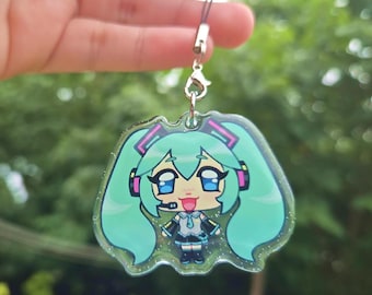 Hatsune Miku epoxy glitter phone charm