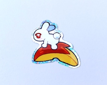 apple rabbit glitter sticker