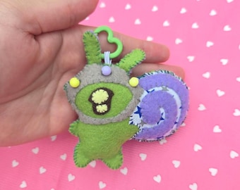 Alien snail felt plush charm