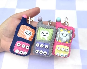 Mini phone felt plush charms