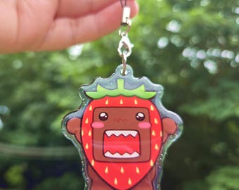 Strawberry Domo epoxy glitter phone charm