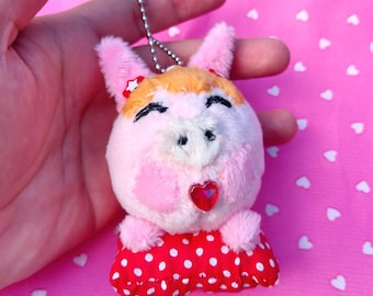 Red horse sitting plushie keychain