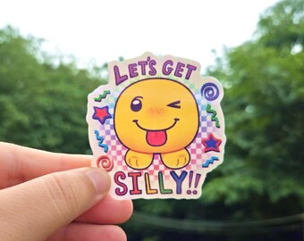 Let's Get Silly!! holographic stars glitter sticker