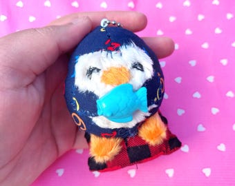 Penguin sitting plushie keychain