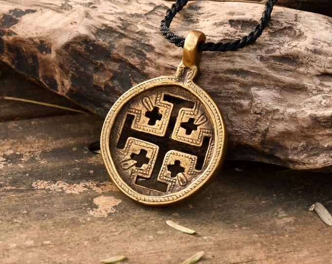 Men Jerusalem Cross Necklace Pendant Templar Cross Religious Etsy