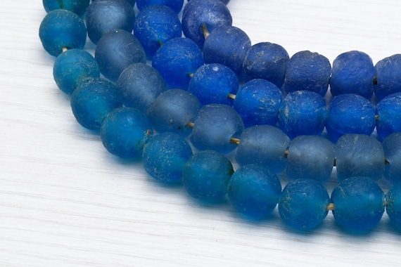 Vintage Opaque Royal Blue African glass beads Ghana Trade Beads 