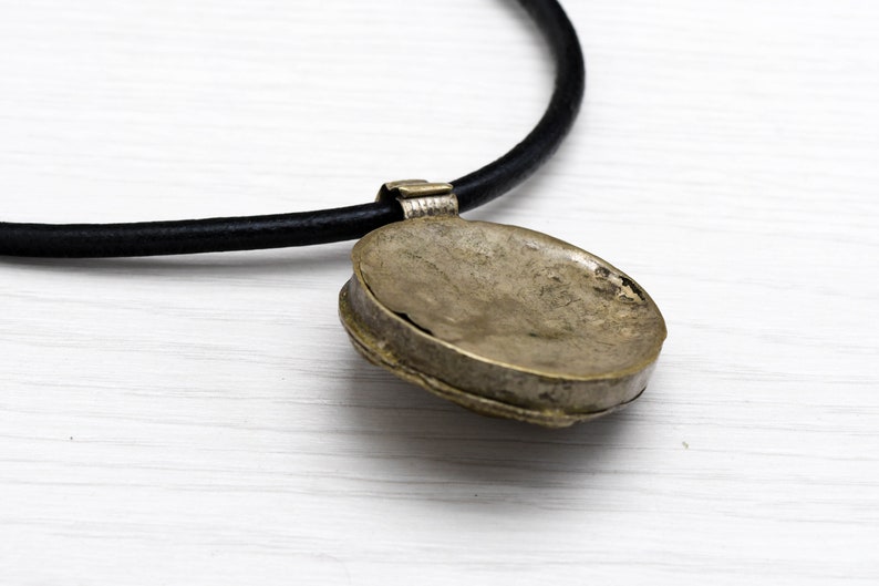 black leather cord Vintage Orthodox round silver Cross necklace pendant