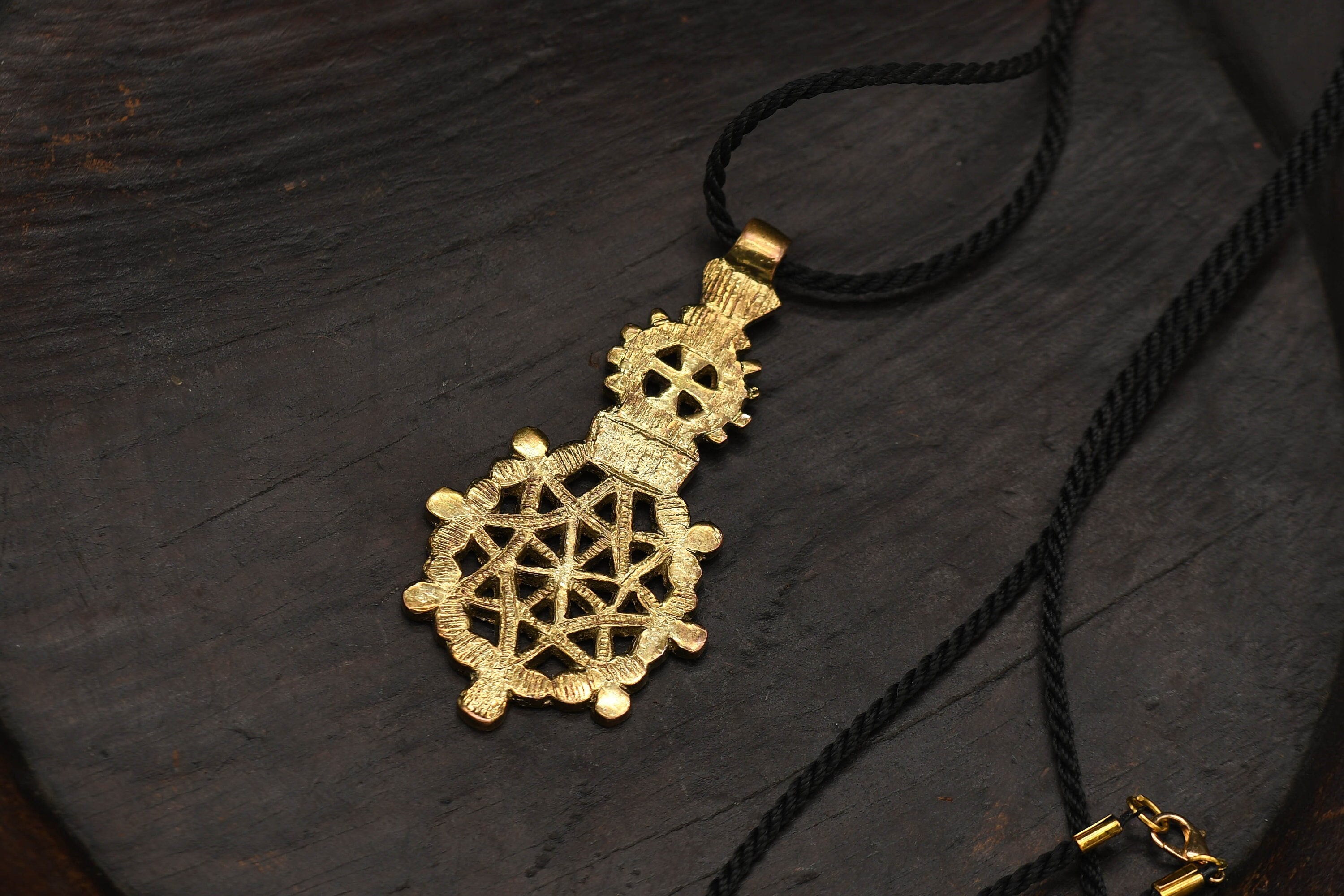 Gold Plated 14K Ethiopian Coptic Cross Pendant Rope 30 Inch Etsy