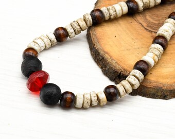 einzigartiger Schmuck, Rote Vaseline Trade Beads Halskette, Frauen Halskette, rote Perle Charme, Anhänger Halsketten