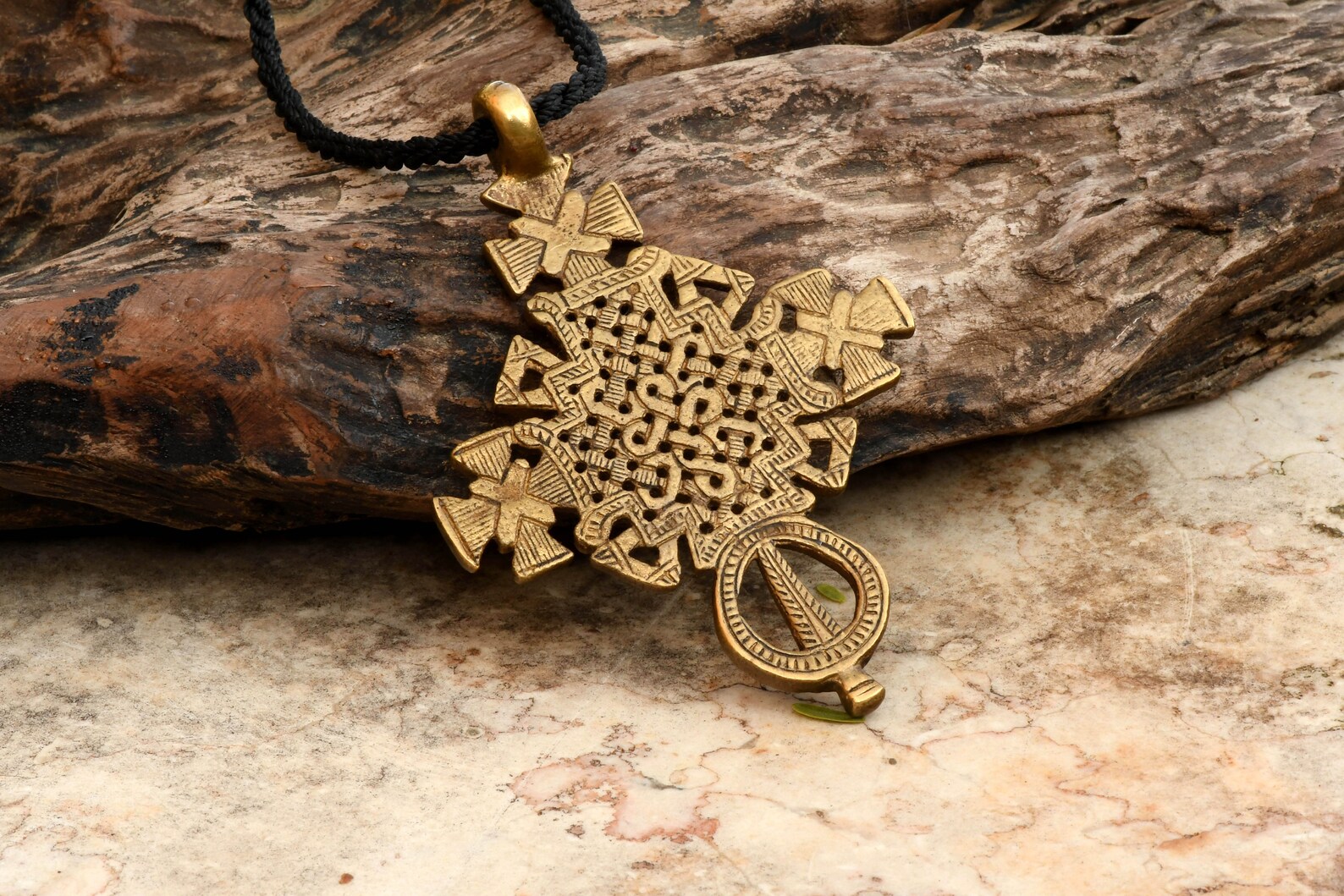 Ethiopian Coptic Pendant religious jewelry black rope necklace Etsy