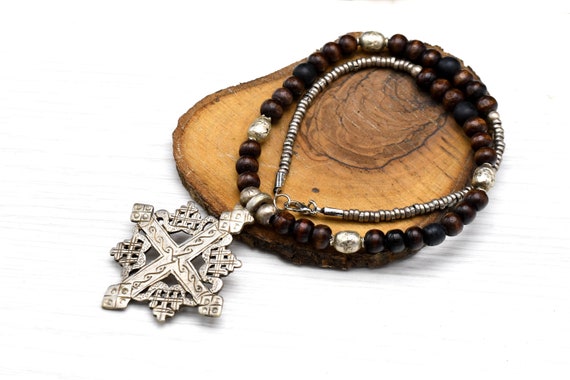 Ethiopian Orthodox Cross Necklace White 