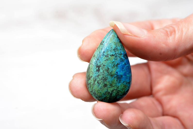 gift for people you love teardrop Cabochon genuine eilat stone green gemstone Rare gemstone