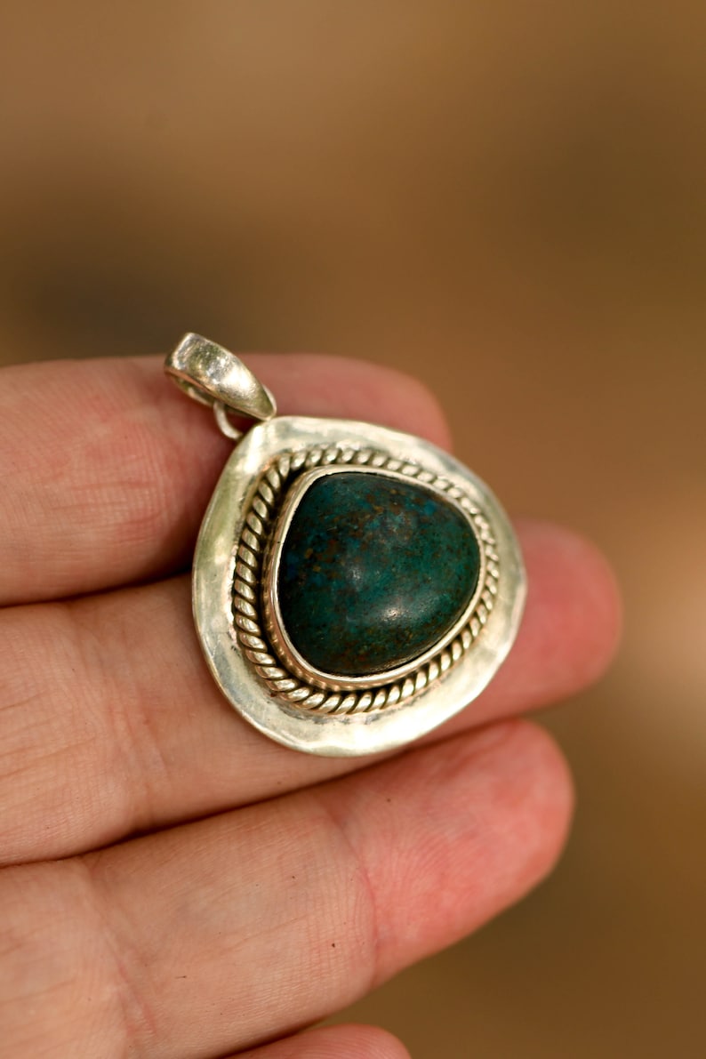 Sterling Silver Eilat Stone Pendant Green Gemstone Jewish Etsy