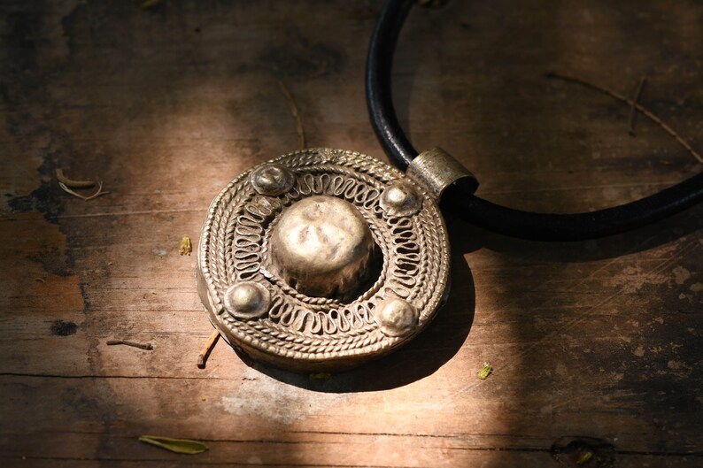 black leather cord Vintage Orthodox round silver Cross necklace pendant