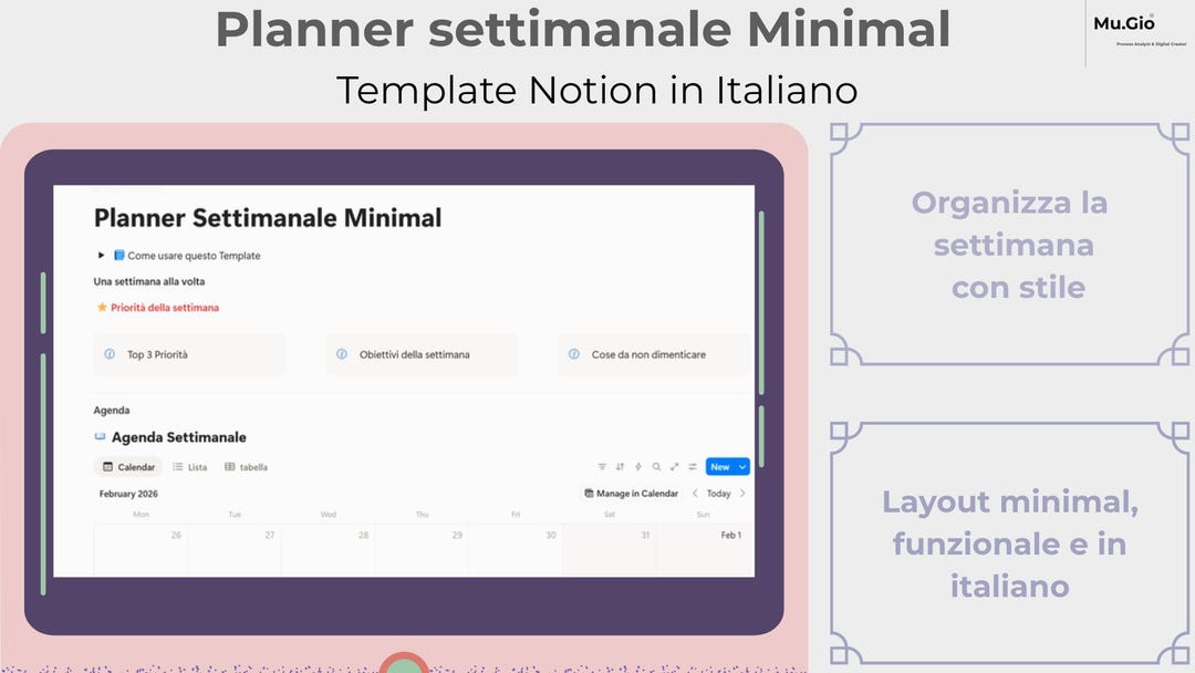 Minimal Weekly Planner by Notion – Digital Template for Organization ...