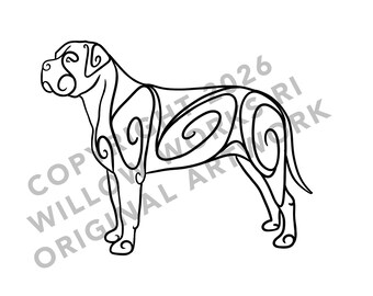 Naklejka z psem rasy mastif – do samochodu, na butelkę z wodą, do użytku na zewnątrz i wewnątrz