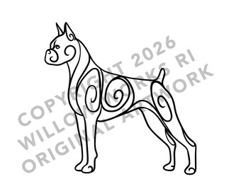 Naklejka z psem bokserem – do samochodu, na butelkę z wodą, do użytku na zewnątrz i wewnątrz