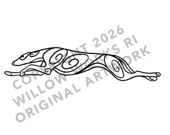 Naklejka z biegnącym psem charta – do samochodu, na butelkę z wodą, do użytku na zewnątrz i wewnątrz