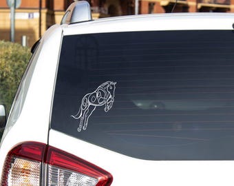 Jumping Horse Waterproof Decal - Outdoor and Indoor Use - Water Bottles, Laptops, Cars, Windows