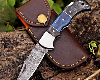 Handgemaakt zakmes Damascus opvouwbaar jachtmes in houten handvat Vaderdagcadeau Verjaardagscadeau voor hem huwelijksverjaardag