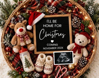 Digital Pregnancy Christmas Announcement Editable Baby Reveal Christmas Baby Announcement Social Media Winter Pregnancy Reveal Template