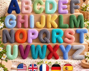 Crochet Alphabet PDF Pattern | Full A-Z Alphabet Crochet Letters Set | Nursery Name Banner & Garland | 3D Letters Applique ABC Pattern PDF