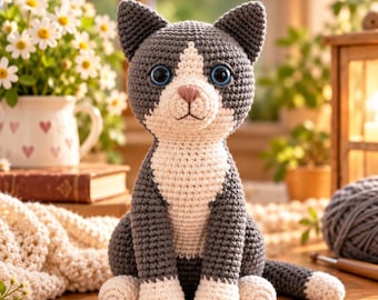 Tuxedo Cat Crochet Pattern | Amigurumi Cat PDF | Beginner Amigurumi | Stuffed Cat Pattern | Cat Plush | Kitten Pattern | Instant Download
