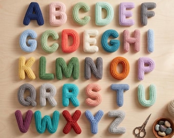 Crochet Alphabet PDF Pattern | Full A-Z Alphabet Crochet Letters Set | Nursery Name Banner & Garland | 3D Letters Applique ABC Pattern PDF