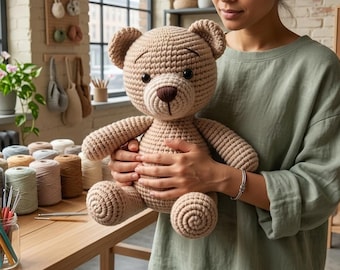 Crochet Bear Pattern PDF | Teddy Bear Pattern Amigurumi | Bear Crochet Pattern Beginner | Handmade Teddy Bear Instant Download