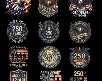 250th Anniversary PNG Bundle | America 1776-2026 Patriotic Sublimation Design | USA 250 Years of Freedom | 4th of July DTF Digital Download