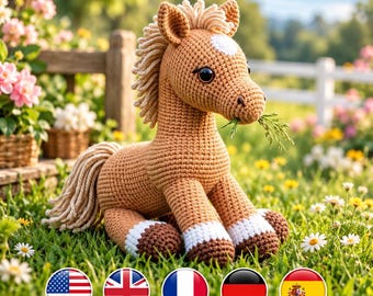 Crochet Horse Pattern PDF, Amigurumi Horse toy, Beginner Amigurumi Pony Crochet Pattern, Horse Crochet Plush Pattern, Unicorn Pattern Toy