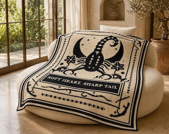 Scorpion Crochet Blanket Pattern PDF | Tarot Graphghan | Gothic Celestial Mosaic Style Throw with Written Rows | Charts | Instant Download