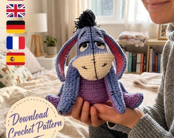 Crochet Donkey Amigurumi Pattern | Soft Toy, Nursery Lovey (PDF Download)