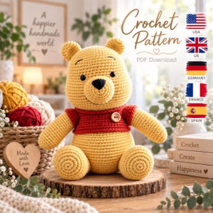 Patrón de osito de peluche a crochet en PDF / Tutorial de amigurumi (Oso de la memoria) (Descarga instantánea)