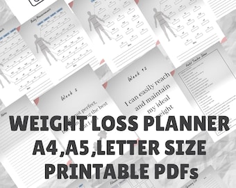 12 Week Weight Loss Planner, Printable Health Fitness Planner, Workout Trackers,Meal planner, Digital Planner, iPad Planner, Workout Planner