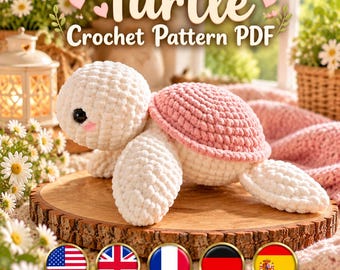 Crochet Turtle Plush PDF Download | Turtle Crochet Pattern | Crochet Turtles Sea Turtle Amigurumi | Turtle Pattern Nursery Decor