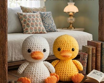 Crochet Duck Pattern PDF | Amigurumi Duck Crochet Pattern | Yellow Duck & White Duck | No Sew Crochet Plushie | Duck Animal Crochet Pattern