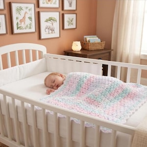Crochet Baby Blanket Pattern PDF, Easy Shell Stitch Chevron Afghan, Beginner Crochet Pattern, Newborn Baby Shower Gift, Pastel Nursery Decor