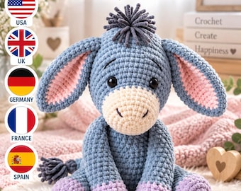 Crochet Donkey Pattern PDF | Amigurumi Donkey Crochet Pattern | Soft Toy Pattern | Crochet Doll Beginner Pattern | Donkey Gift Idea