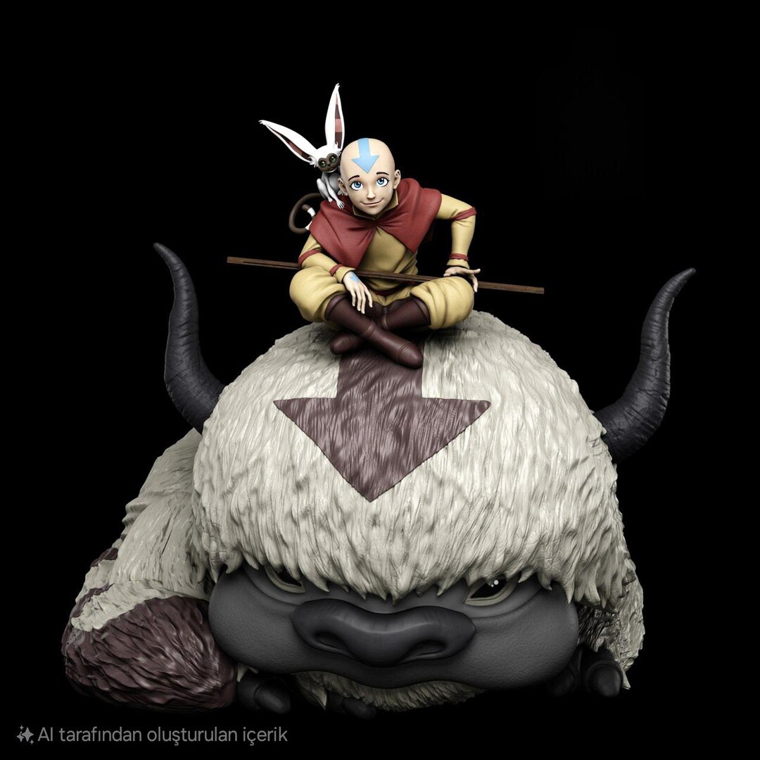Air Element Monk Boy Riding Flying Bison Fantasy Statue - (all Taxes ...