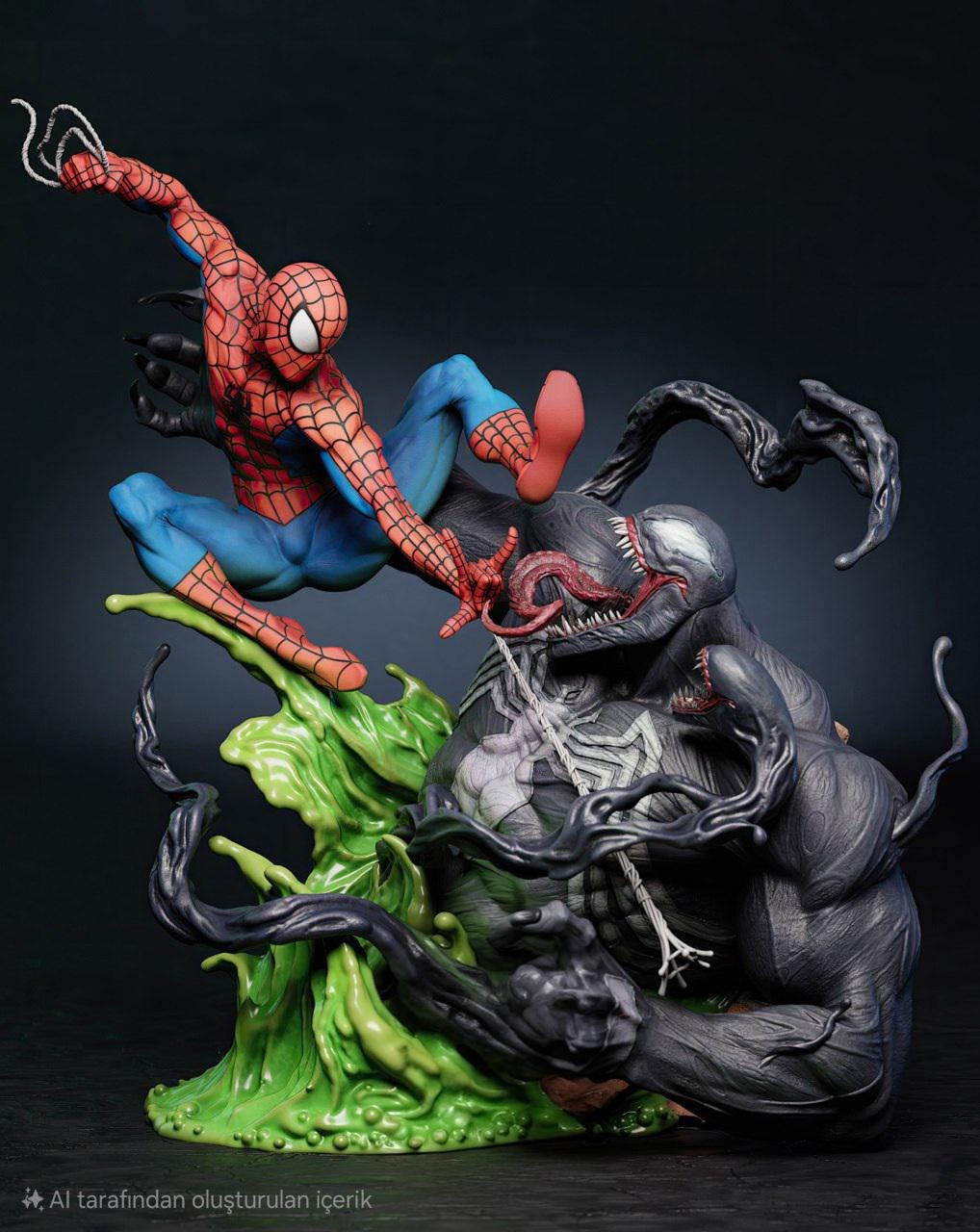 MARVEL スパイダーマン vs ヴェノム フィギュア　ミニスタチュー Spiderman vs venom statue - Etsy 日本