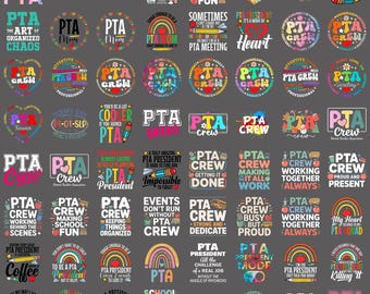 PTA Crew Bundle, Parent Teacher Association Png Bundle, PTA Crew Shirt Designs, PTA President Sublimation, School Volunteer Png