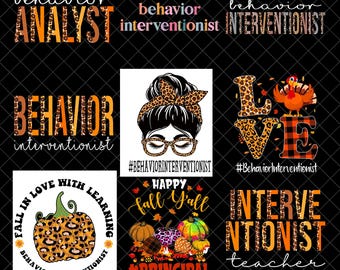 Behavior Interventionist Png Bundle, Fall Analyst PNG, Interventionist Teacher Sublimation, Leopard Pumpkin Png, Digital Download