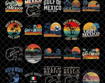 Gulf of Mexico Est 1550 Png, Golfo de México 1550 Retro Vintage png,Bundle Gulf of Mexico Png, Png for Submalation, Mexico Beach Vibes Png