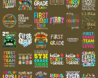 Grade Level PNG Bundle 1st 2nd 3rd 4th 5th 6th Grade Shirts, Back to School Teacher Student Designs, First Day School PNG
