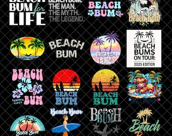 Beach Bum Png, Sublimation Design, Retro Summer Clipart, Beach Digital Image, Aesthetic Png, T-Shirt Design, Instant Download Png, DTF