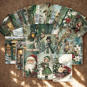 32pc Retro Christmas Postcards Bulk Set, Victorian Holiday Greeting Cards, Cottagecore Christmas Mail Supply