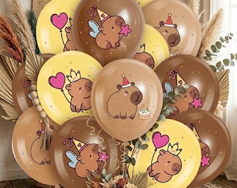 Globos de fiesta de capibara / Set de decoración de cumpleaños de animales de látex de 18 piezas