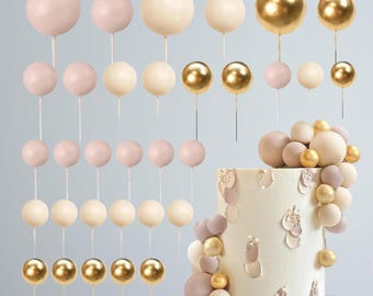 Abrikozentaartbaltoppers: 32-delige pastelbal decorset babyshower verjaardag huwelijksfeest